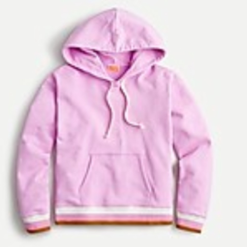 J. Crew Striped Rib Hoodie in Original Terry - Sundrenched Peony - Size Medium